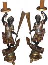 A Pair of 19th Century Venetian Blackamoor Parcel Gilt and Polychrome Torchères