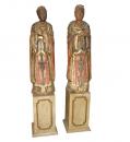 A Pair of 18th Century Chinese Polychrome and Parcel Giltwood Statues