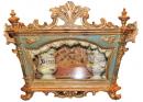 An 18th Century Italian Polychrome and Silvered Giltwood and Glass  Rococo Vitrine