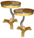 A Pair of Unusual 19th Century Italian Rococo OlivewoodParcel Gilt and Ebonized Side Tables