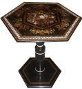 An Unusual 18th Century Italian Ebony and Bone Hexagonal Marquetry Side Table