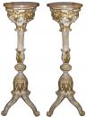 A Pair of Parcel Gilt and Polychrome Venetian Candle Stands
