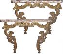 A Pair of Italian 18th Century Two Legged Giltwood Consoles