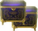 A Pair of 19th Century Cobalt Blue and Gold Bohemian Glass Cofferettes