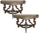 A Pair of 18th Century Italian Walnut Demilune Trestle Consoles