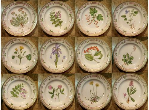 A 20th Century Set of Flora Danica Botanical Designs Dinnerware