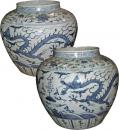 A Pair of 19th Century Chinese Blue Jars