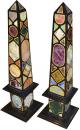 A Colorful Pair of Specimen Marble and other Semi-Precious Stone Obelisks