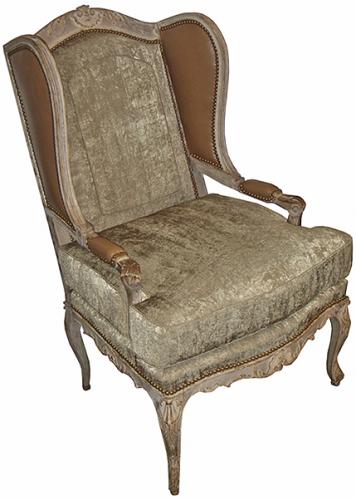A Louis XV Fauteil Polychrome Wing Chair
