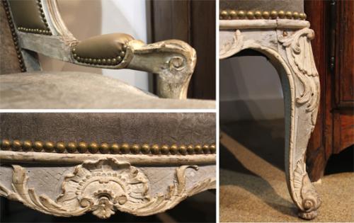A Louis XV Fauteil Polychrome Wing Chair