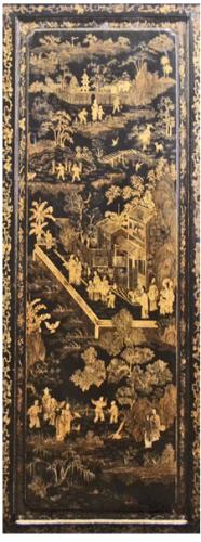 An Single 18th century English Chinese Export Lacquered Screen Panel