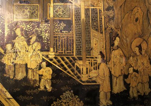 An Single 18th century English Chinese Export Lacquered Screen Panel