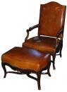 A Handsome 18th Century Regence Walnut Armchair With Matching Ottoman