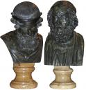 A Pair of 19th Century Italian Cast Bronze Busts of Greek Philosophers