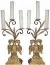 A Pair of 18th Century Italian Giltwood Architectural Ornaments now fitted as Candelabra