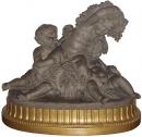 A Large 19th Century Italian Terra Cotta Pair of Mischievous Bachanallian Putti