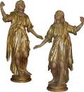 An Important Palazzo Scaled Pair of Polychrome and Giltwood Archangels