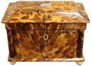 A Neoclassical 19th Century English Regency Blonde Tortoiseshell Tea Caddy