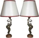 An Unusual Pair of 19th Century Italian Gilded Bronze Putti Candlesticks