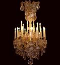 A Glittering 18-Light Three-Tiered 19th Century Italian Cut Crystal and Gilt Chandelier