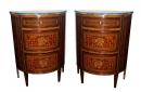 An 18th Century Neopolitan Pair of of Intricate Parquetry and Marquetry Demi-lune Bedside Tables ("Commodini del Letto")