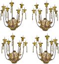 A Set of Four Dramatic 18th Century Silver Giltwood Appliques