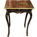 An 18th Century Louis XV Parcel Gilt on Black and Cinnabar Lacquer Chinoiserie Side Table