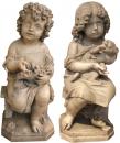 A 19th Century Pair of Carrara Marble Statues"Joy and Sadness" Signed by Milanese Master Sculptor Antonio Tantardini