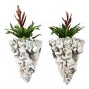 A Pair of Italian 19th Century Porcelain Putti Wall Applique and Jardineres