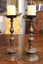 A 17th Century Diminutive Pair of Italian Brass Candlesticks