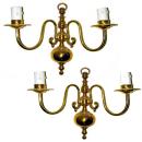 A Pair of 19th Century English Brass Two-Arm Wall Sconces