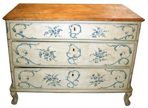 An 18th Century Florentine Three-Drawer Polychrome and Faux Marble Commode 4013 An 18th Century Florentine Three-Drawer Polychrome and Faux Marble Commode 4013