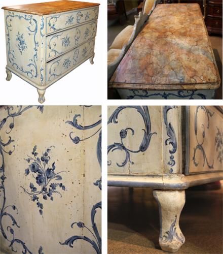 An 18th Century Florentine Three-Drawer Polychrome and Faux Marble Commode 4013 An 18th Century Florentine Three-Drawer Polychrome and Faux Marble Commode 4013