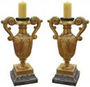 A Pair of 18th Century Giltwood Urn Candlesticks