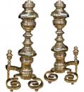 A Pair of Palazzo Scaled 19th Century  Solid Brass Andirons