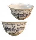 A Pair of Large 19th Century Rustic Chinese Blue and White Glazed Bowls