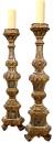 A Palazzo Scaled and Highly Unusual Pair of 18th Century Italian Giltwood and Mirrored Pricket Sticks