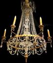 A Simply Elegant 18th Century Italian Louis XVI Six-Light Bronze Dore and Crystal Chandelier