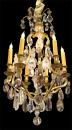 A Glittering 19th Century Italian Six-Light Gilt Bronze and Rock Crystal Chandelier