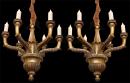 A Pair of 18th Century Italian Louis XVI Six-Light Silver Leaf Chandeliers