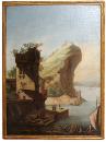 An 18th Century “Capriccio” Waterfront Landscape Oil Painting