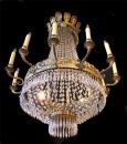 A First Quarter 19th Century Italian Empire Crystal and Gilt 12-Light Chandelier