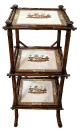 A 19th Century Italian Bamboo and Porcelain Three-Tiered Side Table