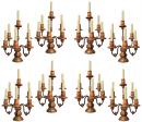A Set of Eight Tuscan PolychromeGiltwood and Wrought Iron Girandoles