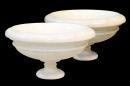 A Pair of Grandly Scaled 19th Century Italian Bianca Carrara Cream Colored Marble Tazzas
