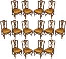 A Rare Set of Fourteen 18th Century Italian Louis XV Walnut side chairs