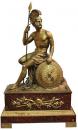 A 19th Century Italian Empire Neoclassical Bronze Ormolu and Rosso Antico Marble Mantel Clock