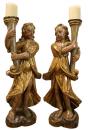 A Pair of 17th Century Venetian Polychrome and Giltwood Angel Torcheres