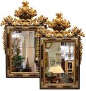 An Important Pair of Late 17th -Early 18th Century Venetian Polychrome-JapannedMother-of-Pearl-Inlaid and Giltwood Mirrors