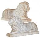A Pair of 18th Century Carrara Marble Lions in Repose
